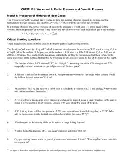 CHEM1101: Worksheet 8: Partial Pressure and Osmotic Pressure