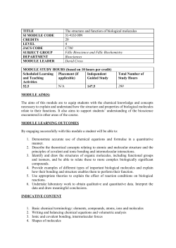 TITLE The structure and function of biological molecules SI
