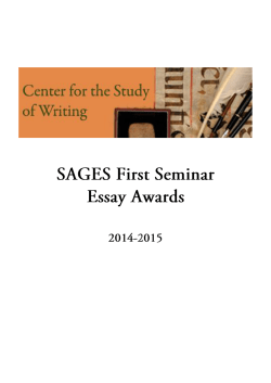 The SAGES First Seminar Essay Awards 2014-2015
