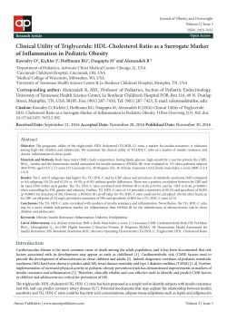 Clinical Utility of Triglyceride: HDL-Cholesterol Ratio as a Surrogate