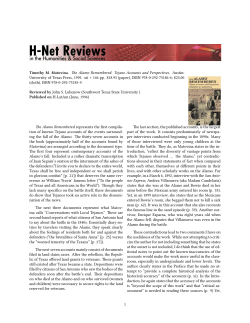 John Lubenow on The Alamo Remembered: Tejano - H-Net