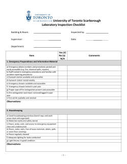 Laboratory Inspection Checklist - UTSC