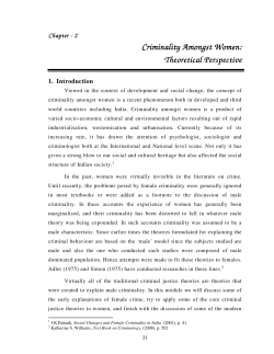 Criminality Amongst Women: Criminality Amongst