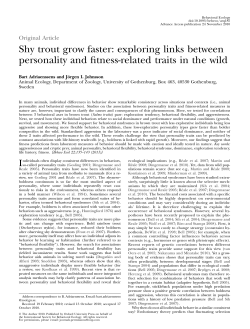 Shy trout grow faster: exploring links between