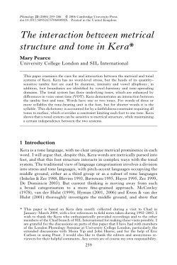 The interaction between metrical structure and tone in Kera
