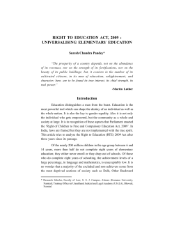 right to education act, 2009 : universalising elementary education