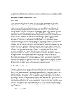 To appear in: S. Shennan (ed.) Pattern and Process in Cultural