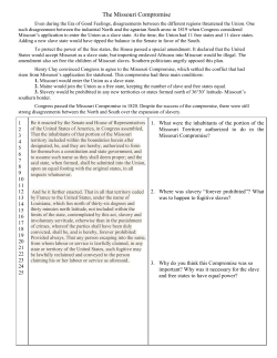 The Missouri Compromise - Thompson School District