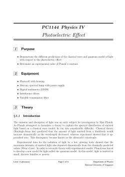 Photoelectric Effect - NUS Physics Department