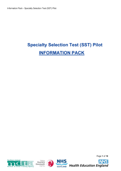 Specialty Selection Test (SST) Pilot
