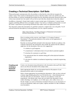 Creating a Technical Description: Golf Balls