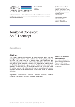 Territorial Cohesion: An EU concept