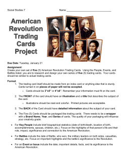 Create your own set of five (5) American Revolution Trading C