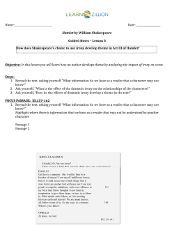 Hamlet by William Shakespeare Guided Notes &ndash; Lesson 3 Objective