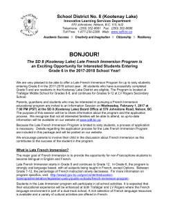 Information Session -Application Process &ndash; What is French Immersion