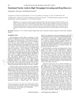 Functional Nucleic Acids in High Throughput Screening and Drug