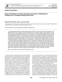 Early-Life Predictors of Leisure-Time Physical Inactivity in
