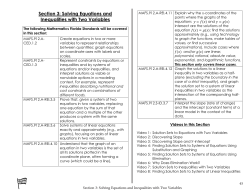 Section 3: Solving Equations and Inequalities with Two Variables