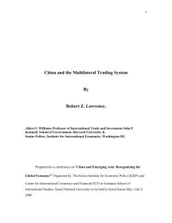 China and the Multilateral Trading System