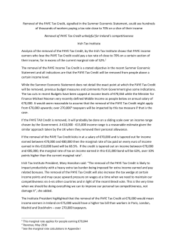 Removal of PAYE Tax Credit