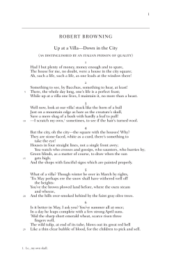 ROBERT BROWNING Up at a Villa&mdash;Down in the City