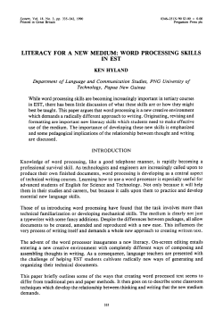 literacy for a new medium: word processing skills in est