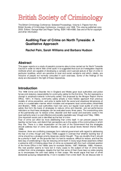 Auditing Fear of Crime on North Tyneside