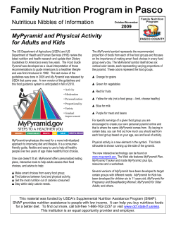 MyPyramid and Physical Activity for Adults and Kids