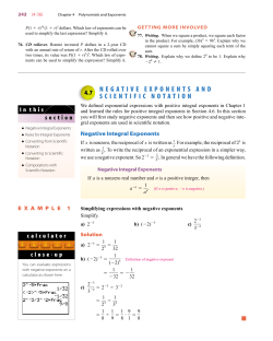 Negative Exponents and Scientific Notation