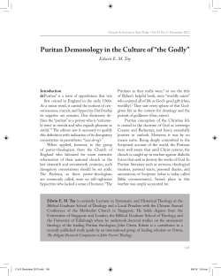 Puritan Demonology in the Culture of &ldquo;the Godly&rdquo;