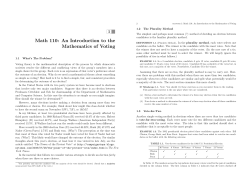 Math 110: An Introduction to the Mathematics of Voting
