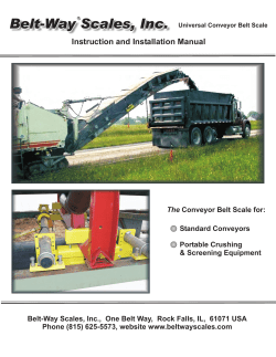 Belt-Way Scale Manual: Scales Purchased Before - Belt