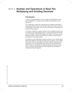 Unit 4 Number and Operations in Base Ten