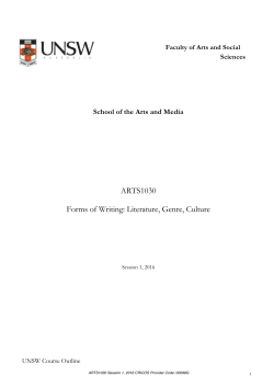 ARTS1030 Forms of Writing: Literature, Genre, Culture