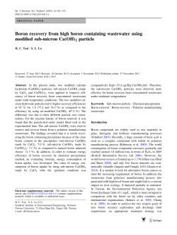Boron recovery from high boron containing wastewater using