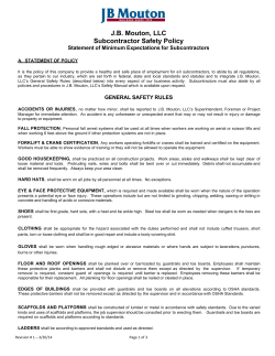 JBM Subcontractor Safety Expectations