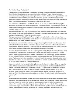 The Creation Story &ndash; Turtle Island For the Ojibway/Anishinabe