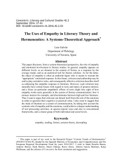 The Uses of Empathy in Literary Theory and