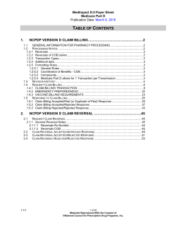 MedCare&reg; D.0 Part D Payer Sheet