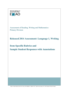Released 2014 Assessment: Language 1, Writing