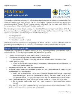 MLA Format - Patrick Henry Community College