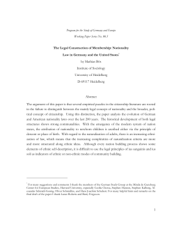 The Legal Construction of Membership: Nationality Law in Germany