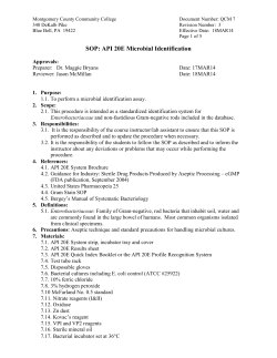 SOP: API 20E Microbial Identification