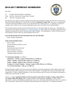 Orientation Pac 2016-2017 - Mater Dei Catholic High School