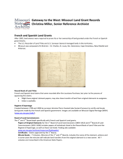 Gateway to the West: Missouri Land Grant Records Christina Miller