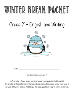 7th Grade Winter Break English Packet