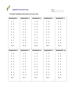 Divided Syllables Worksheet Answer Key
