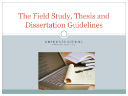 The Field Study, Thesis, and Dissertation Guidelines
