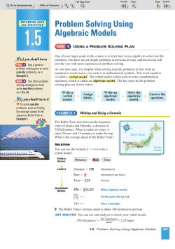 Problem Solving Using Algebraic Models