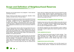 Scope and Definition of Neighbourhood Reserves